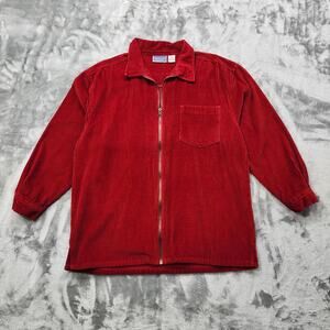 Vintage NorthCrest Jacket Womens L Red Cotton Corduroy Full Zip Oversized Chunky